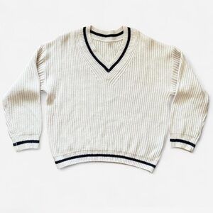SHEIN women’s L cream and navy blue knit sweater.
